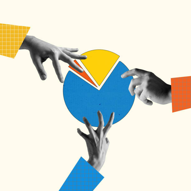 istock Goals, objectives, plans. Human hands control, taking pieces of muclticolored diagram isolated on light background. Contemporary art collage. Inspiration, idea. Concept of work, occupation 1430984496