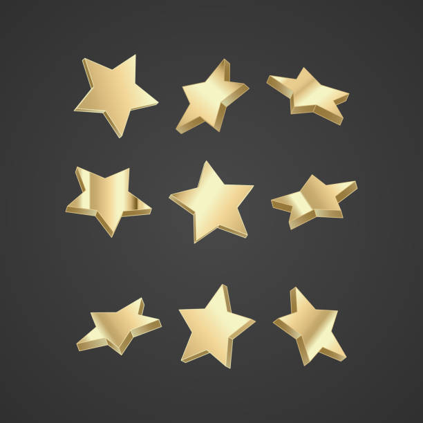 istock Set of golden shiny stars on dark background Vector format 1430990560