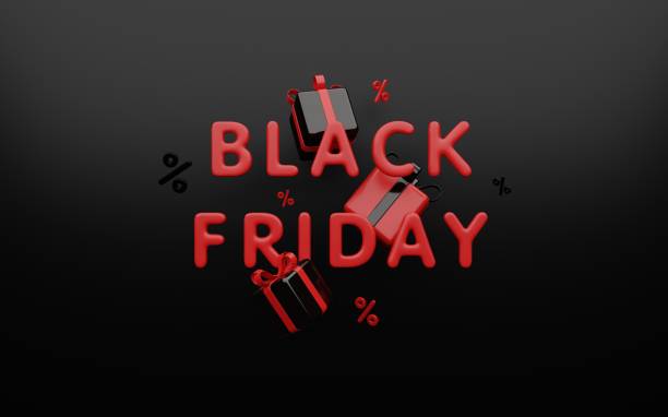 3d rendering Black Friday sale abstract illustration. stock photo