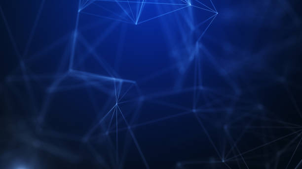 abstrakter geometrischer hintergrund, der punkte als plexus in blau verbindet. stockfoto - blurred motion abstract electricity power line stock-fotos und bilder