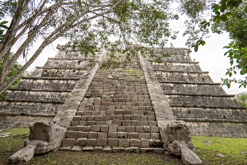 The famous pyramid shape temple in Yucatan peninsula, Mexico.