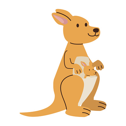 Kangaroo With Baby Kangaroo cartoon vector