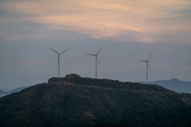 wind turbine on mountain top