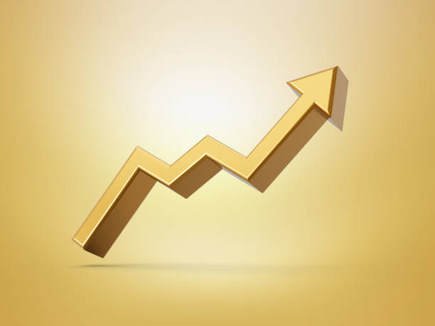 istock Gold up arrow success isolated Background 3d Illustration 1431002653