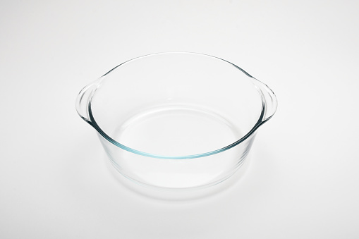 Empty glass bowl on the white background