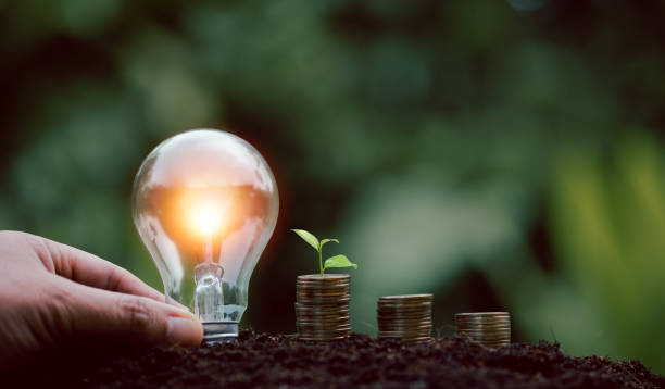 istock alternative energy, Renewable Energy, saving energy, electricity light lamp from solar and finance, finance banking growth, energy stock investment, tree growing up on coin and lightbulb on soil 1431015648