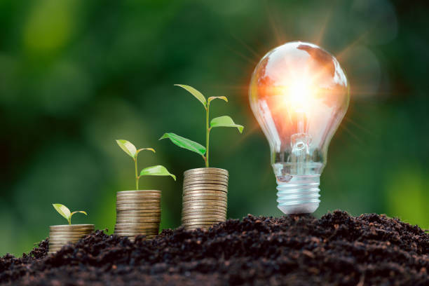 istock alternative energy, Renewable Energy, saving energy, electricity light lamp from solar and finance, finance banking growth, energy stock investment, tree growing up on coin and lightbulb on soil 1431016104