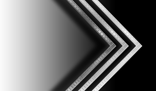 Abstract metallic arrows background. Black gray silver colors.