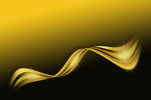 Golden colored wave design isolated on a gold-black background.