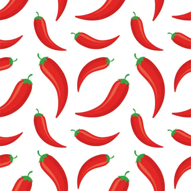 Vector illustration of Chili seamless pattern background. Vector illustration