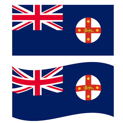 New South Wales Flag. New South Wales Flag illustration. New South Wales Waving Flag. Flat Style.