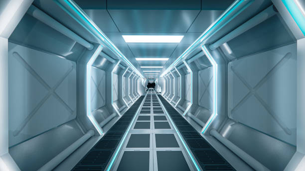 istock Spaceship with white and blue background. Space technology and object concept. 3D illustration rendering. 1431026472