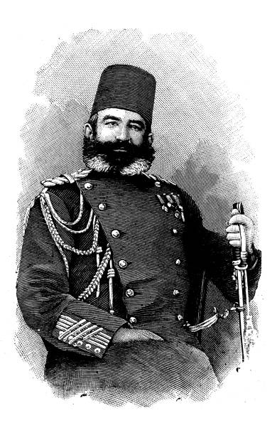 starožitný obraz: německá turecká armáda, generál edhem-pacha - severský původ europoidní rasa fotky stock ilustrace