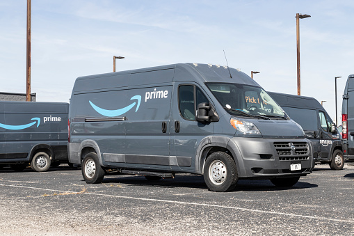 Indianapolis - Circa October 2022: Amazon Prime delivery van. Amazon.com is getting In the delivery business With Prime branded vans.