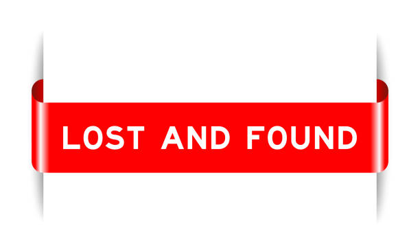 stockillustraties, clipart, cartoons en iconen met red color inserted label banner with word lost and found on white background - lost phone