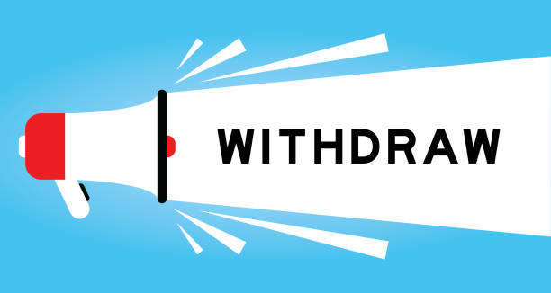 istock Color megphone icon with word withdraw in white banner on blue background 1431037528