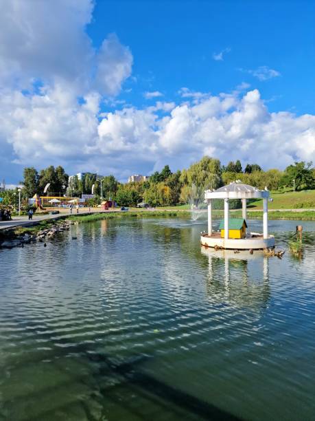 istock a round gazebo stands in the park 1431039823