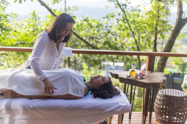 istock Therapist putting a towel on a woman 1431040156
