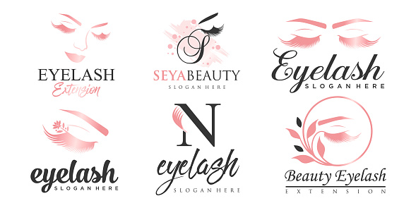 Luxury beauty eyelashes extension icon set  design