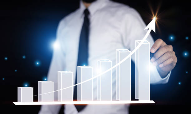 istock Business growth concept, Businessman pointing arrow graph and chart, corporate growth plan or business development to success and growing growth concept 1431042177