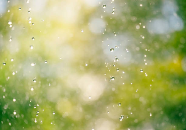 istock Drops of water from a waterfall against blurred trees in summer. 1431043927