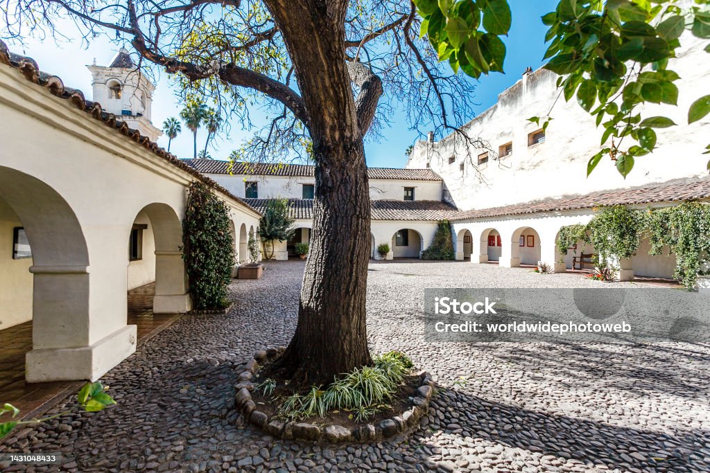 Courtyard of the old cabildo, a Spanish colonial building in Salta, Argentina, South America Arch - Architectural Feature Stock Photo