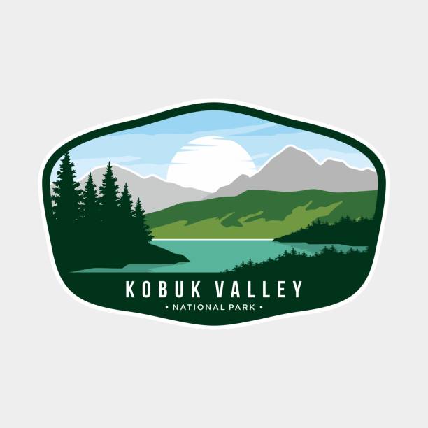 Kobuk Valley National Park Emblem patch icon illustration Kobuk Valley National Park Emblem patch icon illustration alaska landscape stock illustrations