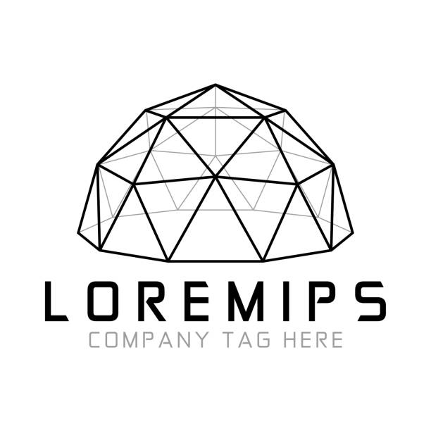 Geodesic Simple Line Dome Symbol Badge Design Vector Illustration of a Elegant Geodesic Dome Symbol Badge made with Simple Line Design dome stock illustrations