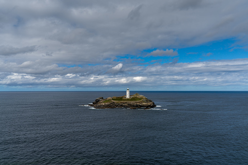view of the Godrevy Lighthouse near Gwithian in St. Ives Bay