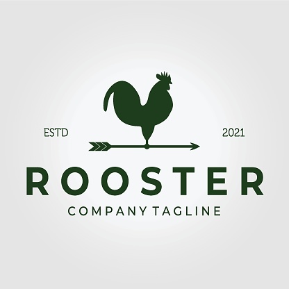 Weathervane Rooster Vintage Vector Design Illustration, Rooster Icon, Farm Fresh, Livestock Company