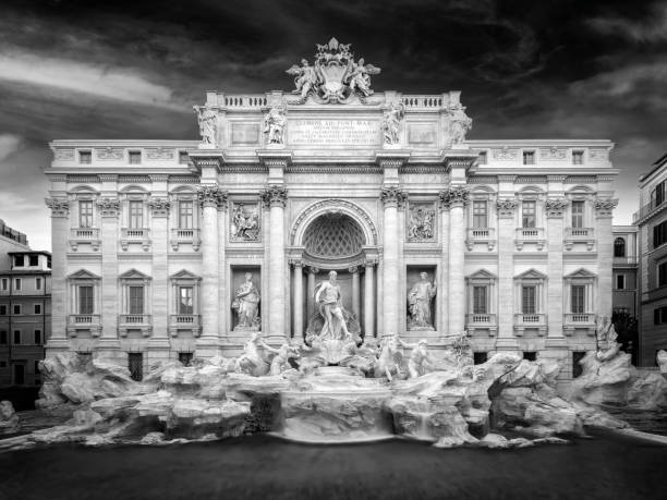 istock Trevi Fountain, the facade. Black and white 1431076126