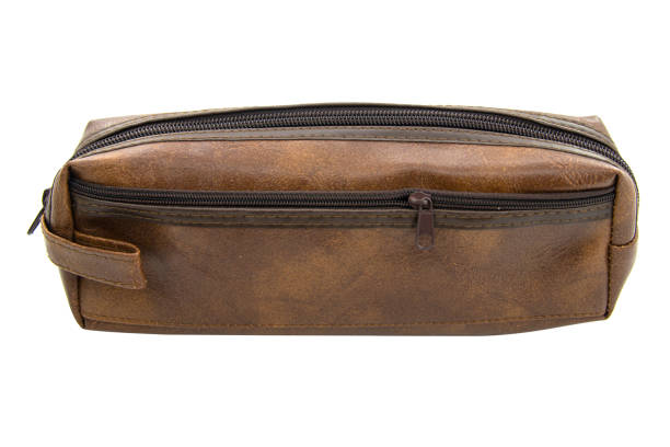 istock Long leather pencil pen case container isolated on the white background 1431079449