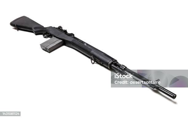 Springfield Armory M1a 303 Caliber Rifle Stock Photo - Download Image Now - Barrel, Black Color, Caliber