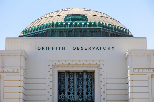 Historic Griffith Observatory from Griffith Park in Los Angeles California USA.