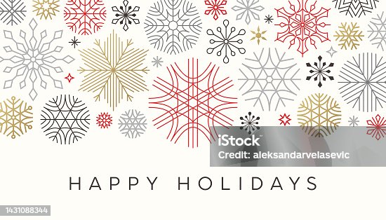istock Modern Holiday, Christmas Snowflake Card 1431088344