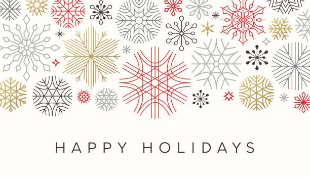 Modern Holiday, Christmas Snowflake Card vector art illustration