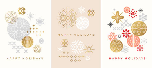 Modern Holiday, Christmas Snowflake Card vector art illustration