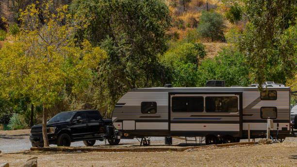 istock Camping in a trailer amongst the trees 1431090679