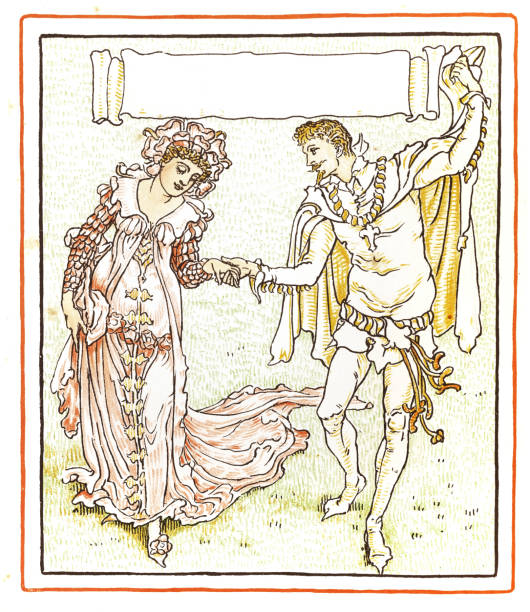 istock Medieval  knight dancing with woman Art nouveau design book illustration 1899 1431092532