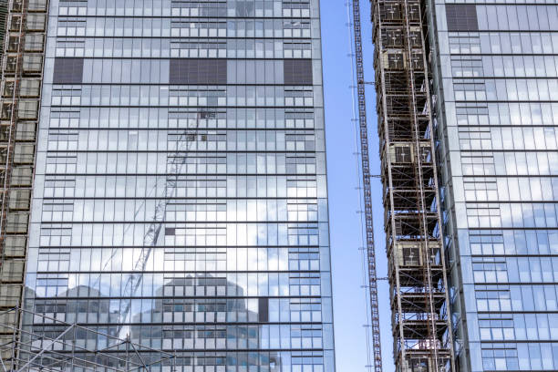 istock Construction of skyscrapers in the city, background with copy space 1431093877
