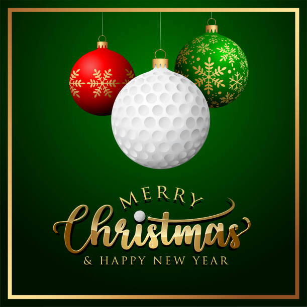 ゴルフクリスマスカード - グリーン背景 - christmas gold green backgrounds点のイラスト素材／クリップアート素材／マンガ素材／アイコン素材