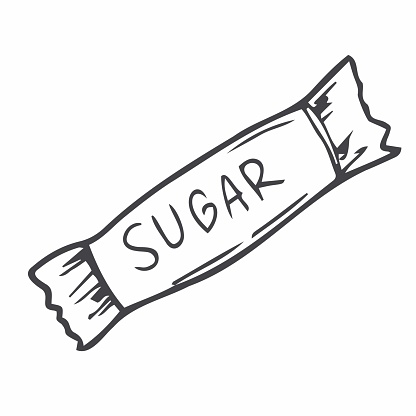 sugar sachet for cafe concept vector illustration. hand drawing doodle linear icon