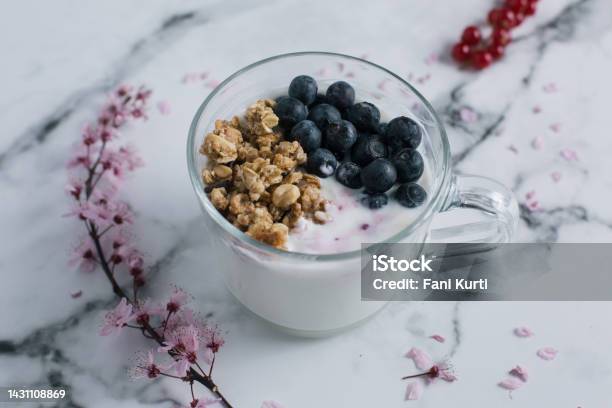 Breakfast Berries Yogurt Dessert Italian Food Stock Photo - Download Image Now - Backgrounds, Berry, Breakfast
