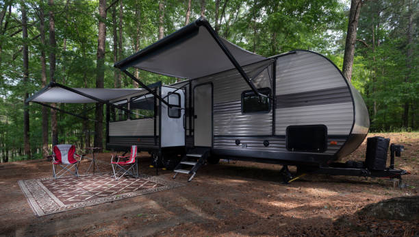 istock Camper trailer at a campsite in North Carolina 1431109961