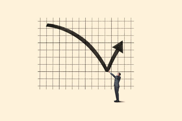 A stock chart changes direction as it bounces off a man's outstretched hand.