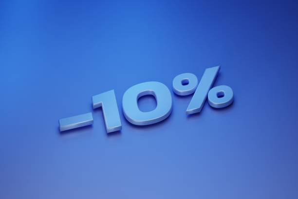 istock Minus ten percent discount on a blue background, 3d render 1431117178