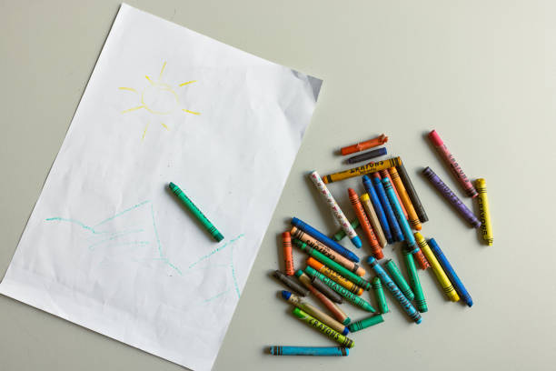 Drawing with color crayons. Belgrade, Serbia, Europe