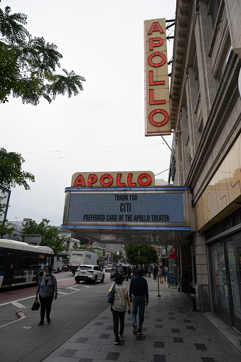 New York, NY, USA - June 7, 2022: The Apollo Theater in Harlem.