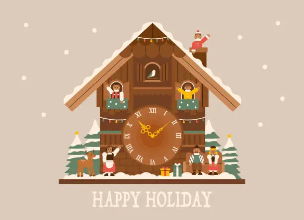 Vector illustration of Christmas Cuckoo clock