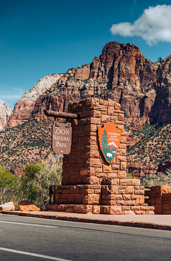Zion National Park Sign at the entrance